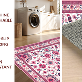 Ultra Soft Area Rug, Non Slip, Stain Resistant, Washable Area Rugs for Living Room, Bedroom, Lively Boho Leafy Patterns(White)