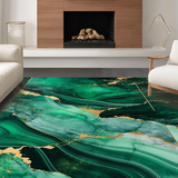 Ultra Soft Area Rug, Non Slip, Stain Resistant, Washable Area Rugs for Living Room, Bedroom, Contemporary Elegant Black Gold Fusion(Green)