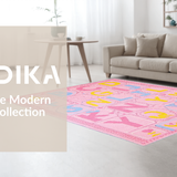Ultra Soft Area Rug, Non Slip, Stain Resistant, Washable Area Rugs for Living Room, Bedroom, Joyful Discovery Pattern with Bold Colors(Pink)