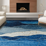 Ultra Soft Area Rug, Non Slip, Stain Resistant, Washable Area Rugs for Living Room, Bedroom, Art Deco Inspired Abstract Marble(Blue)