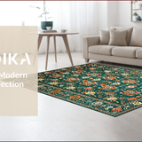 Ultra Soft Area Rug, Non Slip, Stain Resistant, Washable Area Rugs for Living Room, Bedroom, Lush Green Boho Artistry Pattern(Blue)