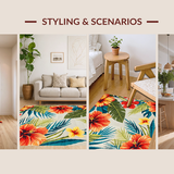 Ultra Soft Area Rug, Non Slip, Stain Resistant, Washable Area Rugs for Living Room, Bedroom, Dynamic Tropical Leaf Pattern(Red)