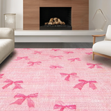 Ultra Soft Area Rug, Non Slip, Stain Resistant, Washable Area Rugs for Living Room, Bedroom, Aesthetic Pink Bows Soft Carpet for Rooms Coquette Area Rug(Pink)