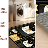 Ultra Soft Area Rug, Non Slip, Stain Resistant, Washable Area Rugs for Living Room, Bedroom, Stylish Cat Face Decorative Element(Black)