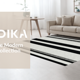 Ultra Soft Area Rug, Non Slip, Stain Resistant, Washable Area Rugs for Living Room, Bedroom, Bold Contrast: Black & White Stripe Modern Floor Rug(Gray)