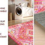 Ultra Soft Area Rug, Non Slip, Stain Resistant, Washable Area Rugs for Living Room, Bedroom, Rustic Textured Geometric Palette(Pink)
