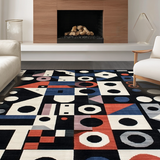 Ultra Soft Area Rug, Non Slip, Stain Resistant, Washable Area Rugs for Living Room, Bedroom, Chic Black and White Dice Motif(Black)