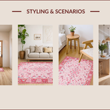 Ultra Soft Area Rug, Non Slip, Stain Resistant, Washable Area Rugs for Living Room, Bedroom, Whimsical Pink Bow Accent(Pink)