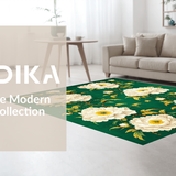 Ultra Soft Area Rug, Non Slip, Stain Resistant, Washable Area Rugs for Living Room, Bedroom, Naturalistic Peony Blossom Style(Green)