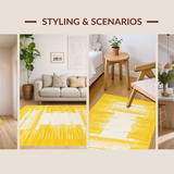 Ultra Soft Area Rug, Non Slip, Stain Resistant, Washable Area Rugs for Living Room, Bedroom, Contemporary Soft Beige Contrast(Yellow)