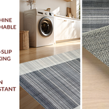Ultra Soft Area Rug, Non Slip, Stain Resistant, Washable Area Rugs for Living Room, Bedroom, Monochrome Motion: Striped Woven Floor Rug, Entryway Style(Gray)