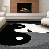 Ultra Soft Area Rug, Non Slip, Stain Resistant, Washable Area Rugs for Living Room, Bedroom, Abstract Monochrome Cat Silhouette(Black)