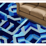 Ultra Soft Area Rug, Non Slip, Stain Resistant, Washable Area Rugs for Living Room, Bedroom, Modern Deep Royal Geometric Living Room Rug(Blue)
