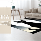 Ultra Soft Area Rug, Non Slip, Stain Resistant, Washable Area Rugs for Living Room, Bedroom, Quirky Black Cat Graphic Elegance(Black)