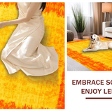 Ultra Soft Area Rug, Non Slip, Stain Resistant, Washable Area Rugs for Living Room, Bedroom, Vibrant Tie-Dyed Artful Aesthetic(Orange)