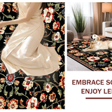 Ultra Soft Area Rug, Non Slip, Stain Resistant, Washable Area Rugs for Living Room, Bedroom, Stylish Black Floral Harmony(Black)
