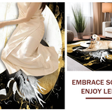Ultra Soft Area Rug, Non Slip, Stain Resistant, Washable Area Rugs for Living Room, Bedroom, Opulent Gold Accented Dragon Imagery(Black)