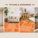 Ultra Soft Area Rug, Non Slip, Stain Resistant, Washable Area Rugs for Living Room, Bedroom, Stylish Transitional Earth Tones(Orange)