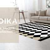 Ultra Soft Area Rug, Non Slip, Stain Resistant, Washable Area Rugs for Living Room, Bedroom, Chic Black Diamond Geometry(Black)