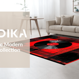 Ultra Soft Area Rug, Non Slip, Stain Resistant, Washable Area Rugs for Living Room, Bedroom, Chic Modernist Record Aesthetic(Black)