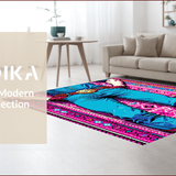 Ultra Soft Area Rug, Non Slip, Stain Resistant, Washable Area Rugs for Living Room, Bedroom, Non-Slip Cowgirl Bath Rug for Rustic Decor(Blue)