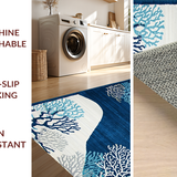 Ultra Soft Area Rug, Non Slip, Stain Resistant, Washable Area Rugs for Living Room, Bedroom, Stylish Coastal Abstract Composition(Blue)