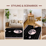 Ultra Soft Area Rug, Non Slip, Stain Resistant, Washable Area Rugs for Living Room, Bedroom, Rustic Celestial Geometric Arrangement(Pink)