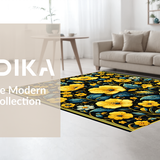 Ultra Soft Area Rug, Non Slip, Stain Resistant, Washable Area Rugs for Living Room, Bedroom, Sophisticated Antique Floral Touch(Yellow)