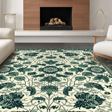 Ultra Soft Area Rug, Non Slip, Stain Resistant, Washable Area Rugs for Living Room, Bedroom, Luxurious Vintage Leafy Background(Ivory)