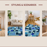 Ultra Soft Area Rug, Non Slip, Stain Resistant, Washable Area Rugs for Living Room, Bedroom, Earth Moon Circle Rug for Entryway Hardwood Floors(Blue)