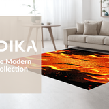 Ultra Soft Area Rug, Non Slip, Stain Resistant, Washable Area Rugs for Living Room, Bedroom, Dynamic Flame Abstract Artwork(Orange)