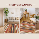 Ultra Soft Area Rug, Non Slip, Stain Resistant, Washable Area Rugs for Living Room, Bedroom, Elegant Rustic Multitonal Composition(Red)