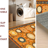 Ultra Soft Area Rug, Non Slip, Stain Resistant, Washable Area Rugs for Living Room, Bedroom, Trendy Natural Palette Circular Style(Orange)