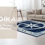 Ultra Soft Area Rug, Non Slip, Stain Resistant, Washable Area Rugs for Living Room, Bedroom, Coastal Nautical Compass Aesthetic(Blue)