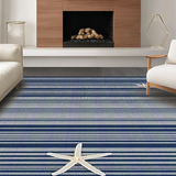 Ultra Soft Area Rug, Non Slip, Stain Resistant, Washable Area Rugs for Living Room, Bedroom, Artful Coastal Themed Composition(Blue)