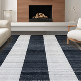 Ultra Soft Area Rug, Non Slip, Stain Resistant, Washable Area Rugs for Living Room, Bedroom, Striped Modern Rug, Black & White(Black)