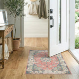 Pink Distressed Vintage Medallion Rug