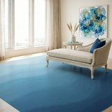 Blue Layered Wave Area Rug