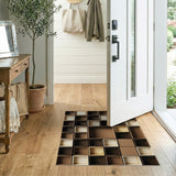 Modular Brown Wood Shelf Grid Area Rug