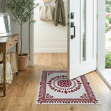 Ornate Red Mandala Border Area Rug