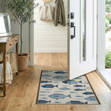 Whimsical Blue Teal Fish Coastal Beach Rug