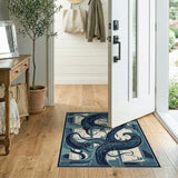 Entwined Octopus Blue Teal Area Rug