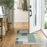 Geometric Modern Blue and Teal Teal Geometric Block Area Rug