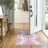 Floral Vintage Pink Elegant Pink Damask Floral Area Rug