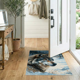 ODIKA Majestic Wolf in Snowy Forest Washable Area Rug - Low Pile & Non-Slip