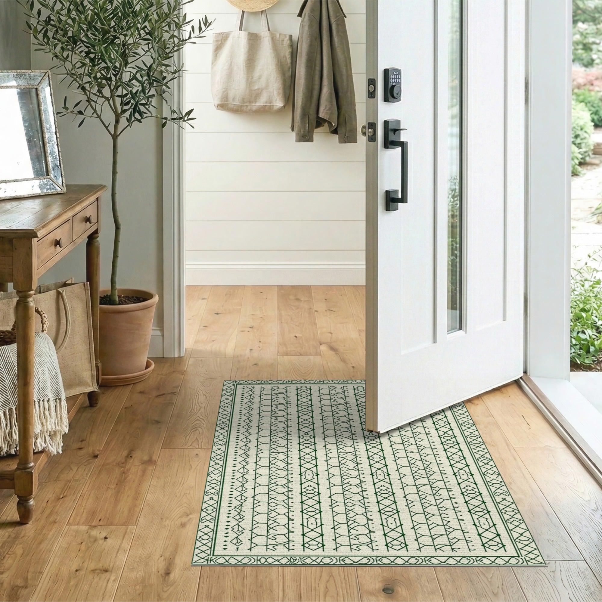 Heritage Tribal Green Green Heritage Tribal Geometric Area Rug