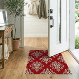 Luxurious Red Damask Floral Area Rug