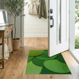 Vibrant Green Overlapping Circles Shag Area Rug