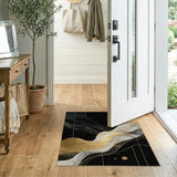 Luxe Black Gold Wave Abstract Area Rug
