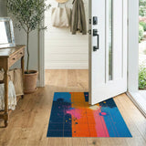 Vibrant Multi-Color Geometric Grid Multi-color and Patterns Area Rug